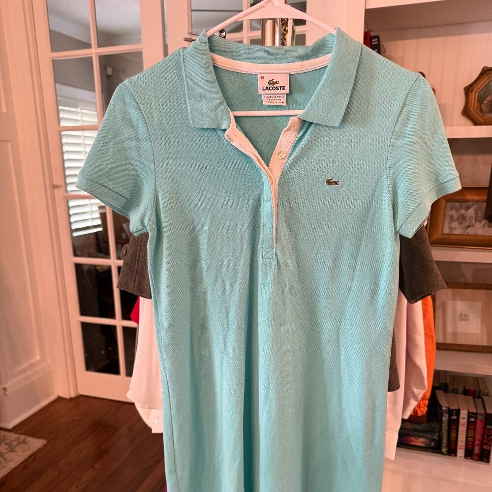 Lacoste Cotton Pique Polo Dress in Light Turquiose